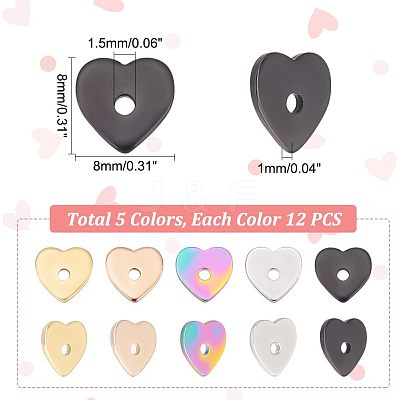 60Pcs 5 Colors 304 Stainless Steel Beads STAS-UN0039-53-1