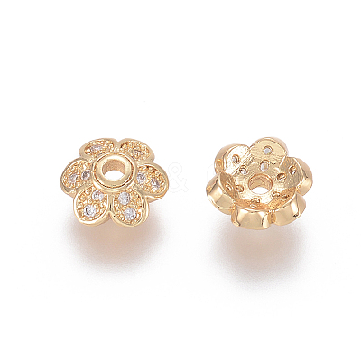Brass Micro Pave Cubic Zirconia Fancy Bead Caps LS-ZIRC-K080-05G-1