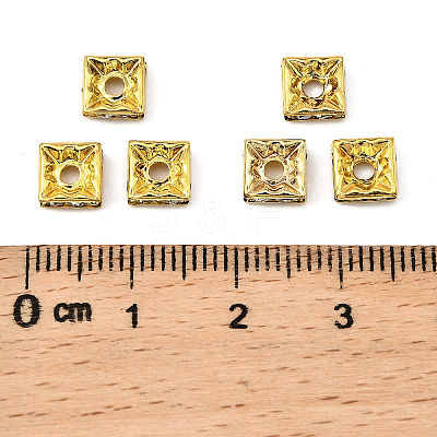 Brass Rhinestone Spacer Beads RB-A013-6x6-01G-1