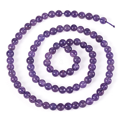 1 Strand Natural Amethyst Round Bead Strands G-TA0002-47-1