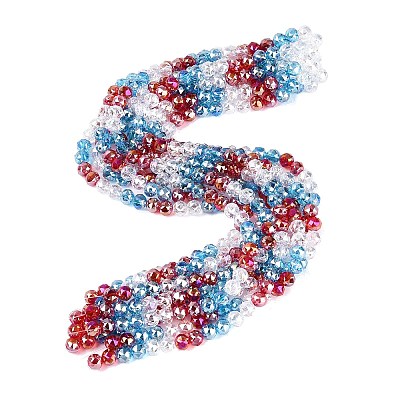 Electroplate Transparent Glass Beads Strands EGLA-Q135-8MM-C02-1