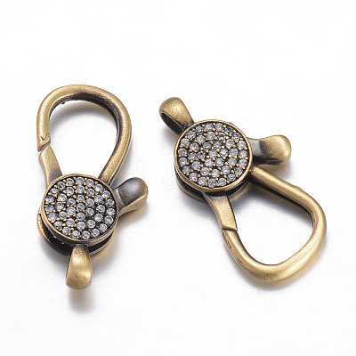 Brass Micro Pave Cubic Zirconia Lobster Claw Clasps X-KK-P051-02AB-1