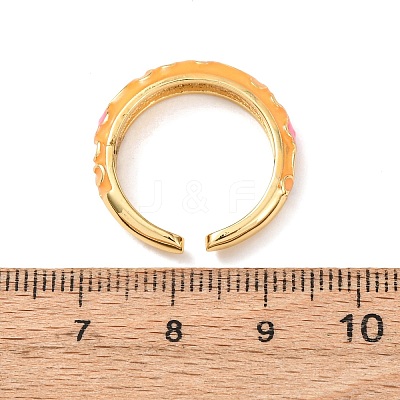 Brass Enamel Cuff Open Rings RJEW-P183-05G-M-1