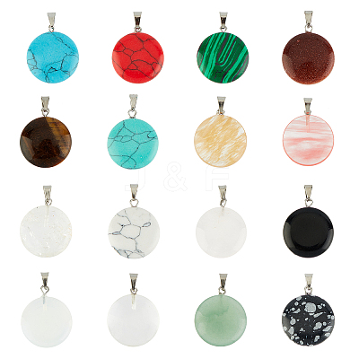 Synthetic Gemstone & K9 Glass Pendants G-PH0001-03-1