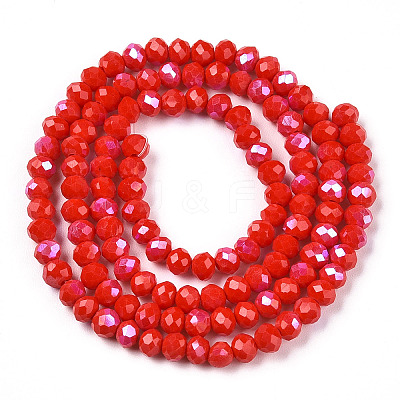 Electroplate Opaque Solid Color Glass Beads Strands EGLA-A034-P4mm-L24-1