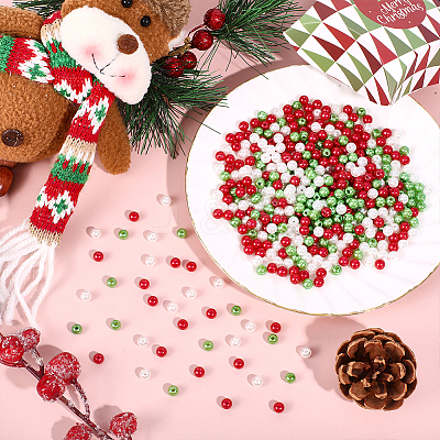 1500Pcs 3 Colors ABS Plastic Imitation Pearl Round Beads MACR-HY0001-20-1