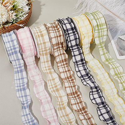 1 Roll Polyester Ruffled Ribbon SRIB-CY0001-14E-1