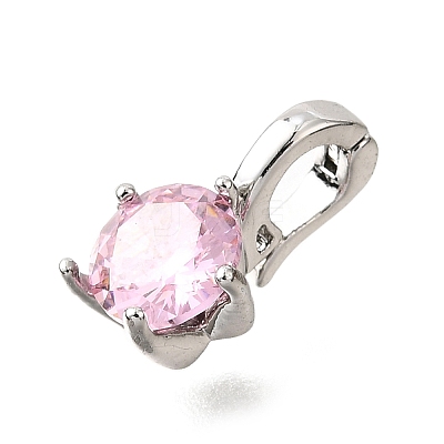 Brass Micro Pave Cubic Zirconia Charms KK-D356-05D-P-1