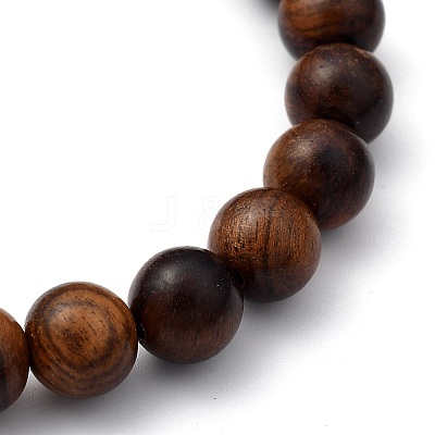 Unisex Natural Wood Beaded Stretch Bracelets X-BJEW-JB05463-03-1