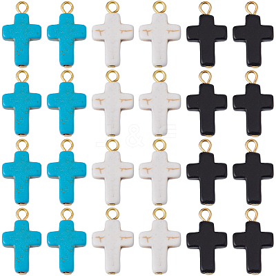 60Pcs 3 Colors Dyed Synthetic Turquoise Pendants FIND-BM0001-60B-1