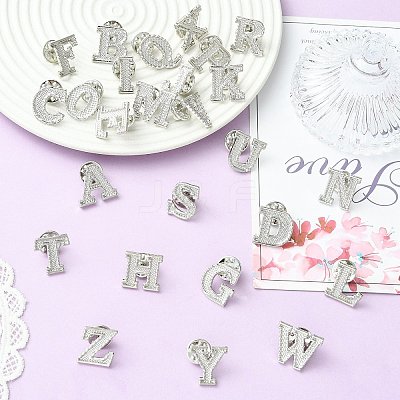 26Pcs Letter A~Z Alloy Lapel Pin Backs JEWB-CJZ0001-03P-1