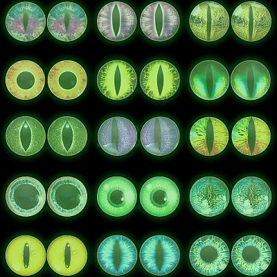 30Pcs 15 Style Luminous Glass Cabochons DIY-CA0004-97-1