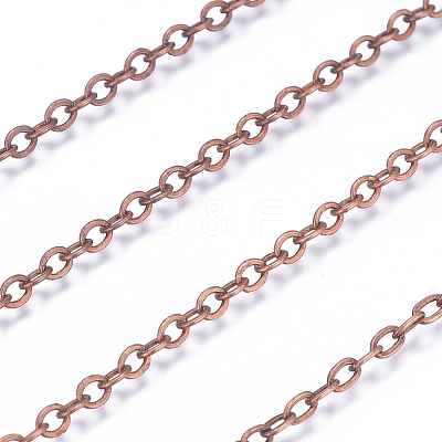 Brass Flat Oval Cable Chains CHC025Y-01-R-1