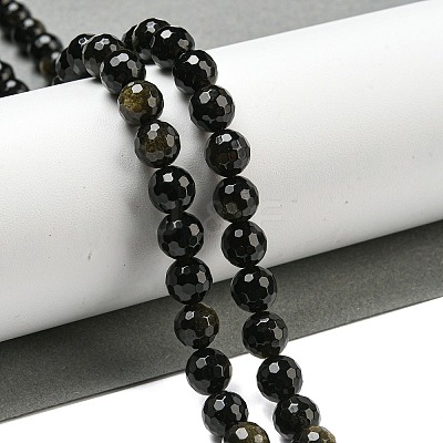 Natural Golden Sheen Obsidian Beads Strands G-E571-A01-02-1