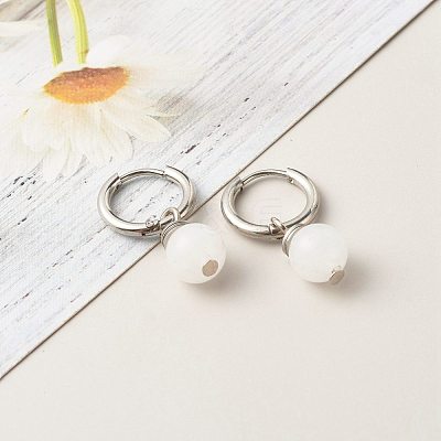 Natural White Jade Beads Earrings for Girl Women Gift EJEW-JE04607-03-1