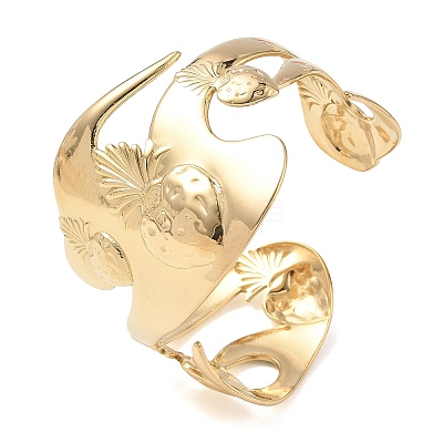 304 Stainless Steel Cuff Open Bangles for Women BJEW-F542-02G-1