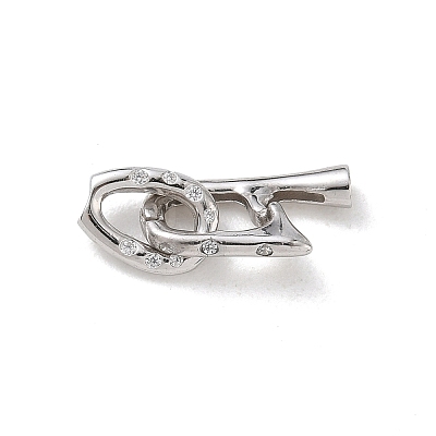925 Sterling Silver Micro Pave Clear Cubic Zirconia Fold Over Clasps SE-CBAF1B0-03P-1