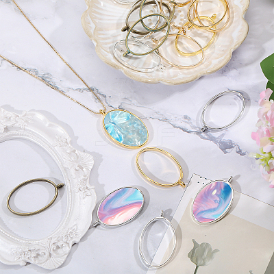 36Pcs 6 Colors Alloy Hollow Geometric Open Back Bezel FIND-CA0010-67-1