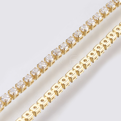 Handmade Brass Cubic Zirconia Cup Chains KK-O105-10G-A-1