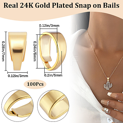 100Pcs Brass Snap on Bails KK-BBC0014-76G-1