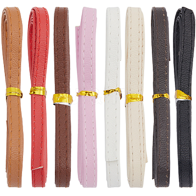 8Pcs 8 Colors Flat PU Leather Cord DIY-GF0009-58-1