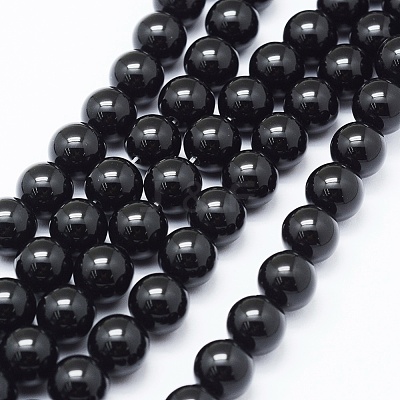 Natural Black Onyx Beads Strands G-E469-08-6mm-1