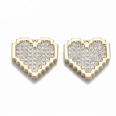 Brass Micro Pave Clear Cubic Zirconia Pendants KK-S356-166G-NF-1