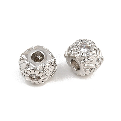 Brass Micro Pave Clear Cubic Zirconia Beads KK-CBA78C7-06P-1