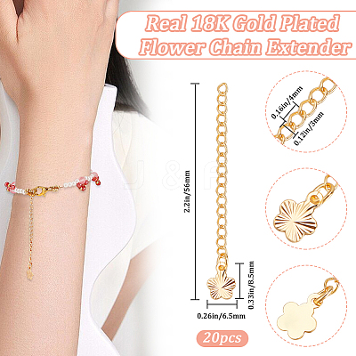 20Pcs Brass Chain Extender KK-BBC0016-36-1
