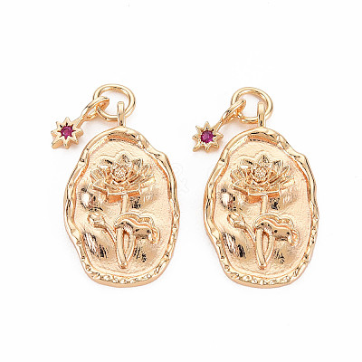 Brass Ruby Rhinestone Pendants LS-X-KK-S364-223-1