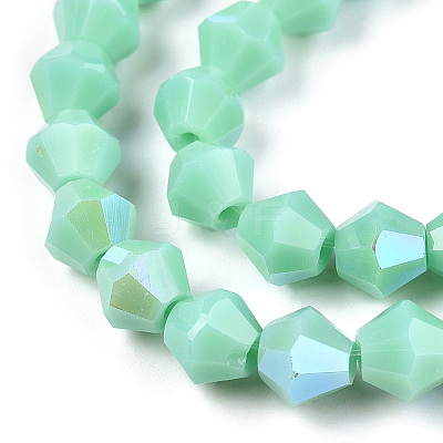 Opaque Solid Color Electroplate Glass Beads Strands X-EGLA-A039-P6mm-L20-1