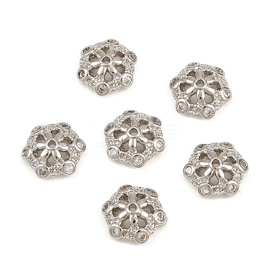 Brass Micro Pave Clear Cubic Zirconia Bead Caps CU-CBA6A75-32P-1