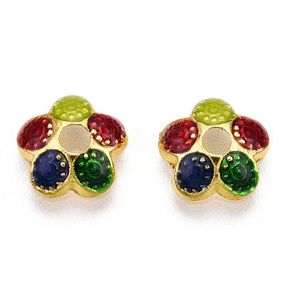 5-Petal Alloy Enamel Bead Caps X1-ENAM-TAC0023-02-1