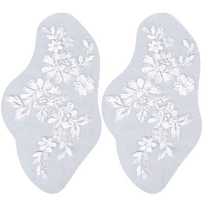 Flower Polyester Embroidery Sew on Appliques PATC-WH0012-32C-1
