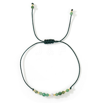 Natural Fuchsite & Brass Beads Braided Bead Bracelets for Women HH4245-12-1