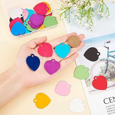 30Pcs 10 Colors Aluminum Blank Pendants ALUM-FH0001-07-1