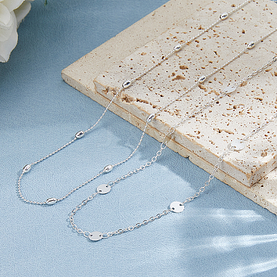 1Pc Stainless Steel Sequin Link Chain Waist Chains AJEW-WH0248-752-1
