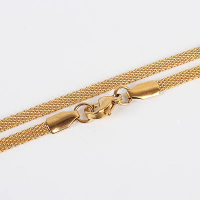304 Stainless Steel Mesh Chain Necklace Making STAS-P045-15G-1
