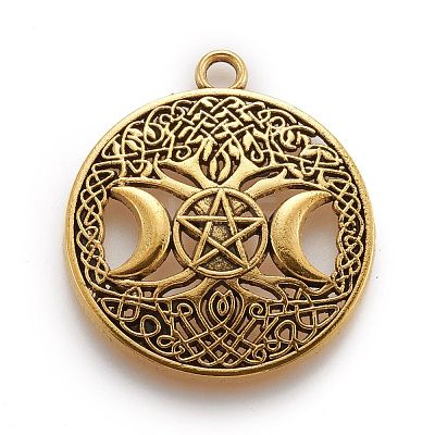 Tibetan Style Hollow Alloy Pendants TIBEP-F075-01AG-RS-1