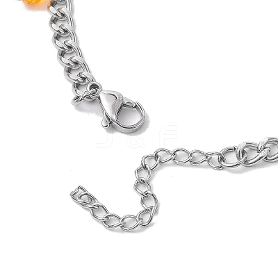 Halloween Skull Dyed Synthetic Turquoise Charm Bracelets BJEW-TA00505-1