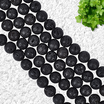 5 Strands Natural Lava Rock Round Beads Strands G-LT0001-02B-02-1