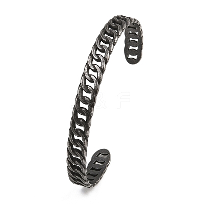 316 Surgical Stainless Steel Curb Chain Cuff Bangles BJEW-C125-01AS-1