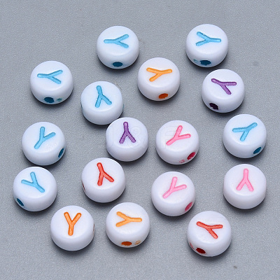Craft Acrylic Horizontal Hole Letter Beads SACR-S201-11Y-1