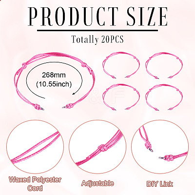20Pcs Waxed Polyester Cord Bracelet Making AJEW-TAC00091-1