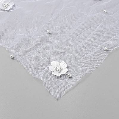 Polyester with Plastic Pearl Flower Lace Table Runner AJEW-WH0481-135-1