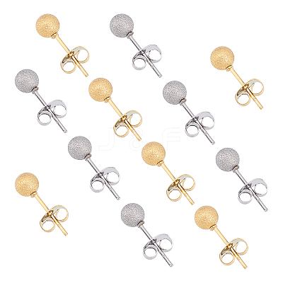 2 Colors PVD Vacuum Plating 304 Stainless Steel Stud Earrings EJEW-UN0001-44-1