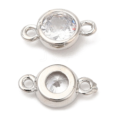 Eco-Friendly Rack Plating Brass Pave Clear Cubic Zirconia Connector Charms KK-A186-06P-1