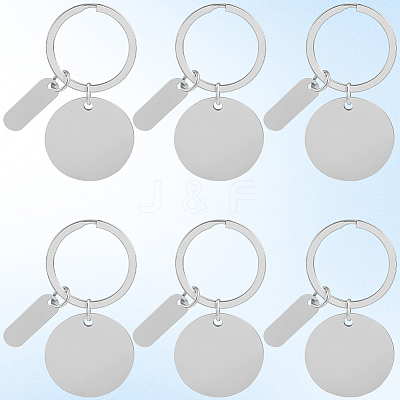 20Pcs 201 Stainless Steel Blank Pendant Keychain KEYC-SC0001-62D-1
