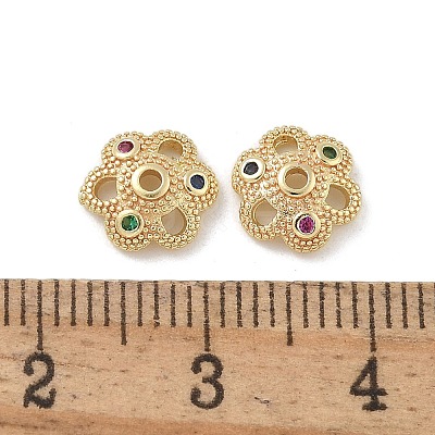 Brass Micro Pave Cubic Zirconia Bead Caps ZIRC-F141-18G-01-1
