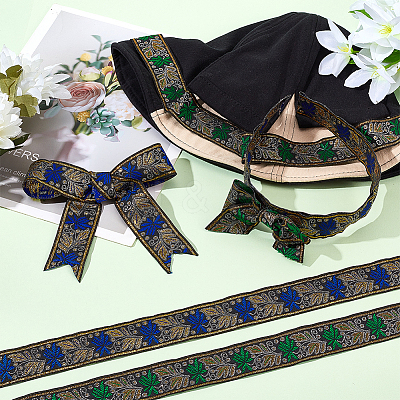 2Pcs 2 Colors Ethnic Style Embroidery Polyester Ribbons OCOR-PH0003-92-1